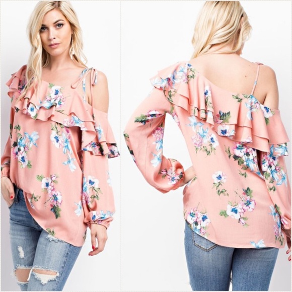 Stunning coral floral spring top - Picture 2 of 5